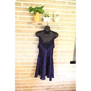 Victorias Secret Vintage Gold Label Blue Coquette Bow Satin Slip Dress Womens L
